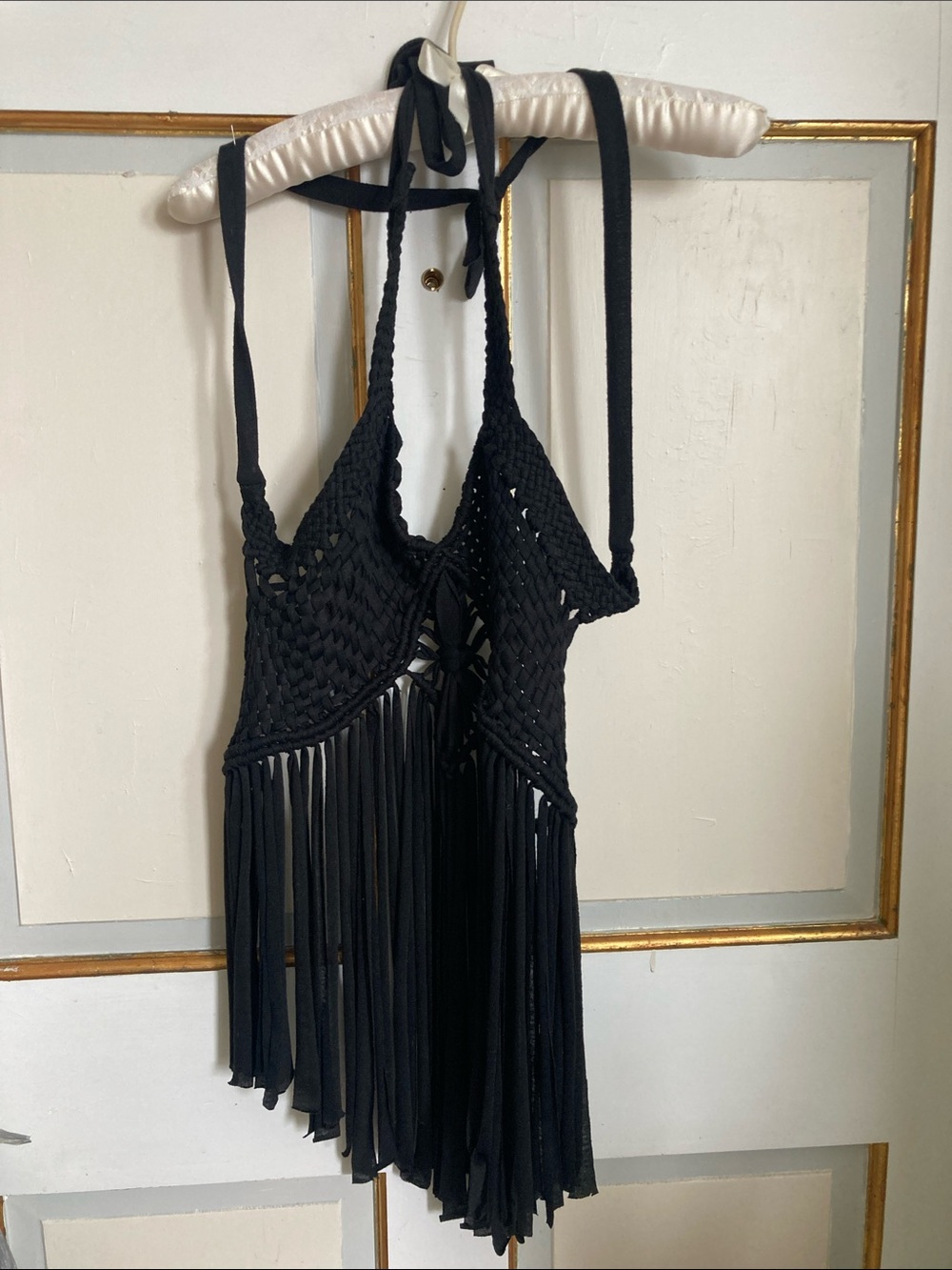 Black Crochet Fringe Halter Top - Women Accessories
